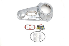 Load image into Gallery viewer, Motorshop chrome outer primary cover kit for drive line, showing polished chrome finish and detailed mounting hardware.