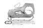 Motorshop Chrome Outer Primary Cover Kit for drive line, showing shiny chrome finish and detailed design on the cover.