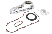 Load image into Gallery viewer, Chrome outer primary cover kit for drive line by Motorshop, showcasing a shiny, polished motorcycle engine cover.