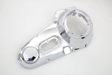 Load image into Gallery viewer, MotorShop chrome outer primary cover for drive line, showcasing polished, reflective surface on a motorcycle engine part.