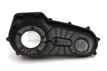 Load image into Gallery viewer, Black MOTORSHOP outer primary cover for drive line, showing the sleek, durable motorcycle engine component.