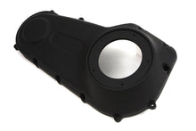 Load image into Gallery viewer, Black MOTORSHOP outer primary cover for drive line, showcasing a sleek, durable motorcycle accessory with a smooth finish.