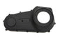Black MOTORSHOP Outer Primary Cover for Drive Line, showcasing a durable motorcycle part with a sleek finish.