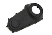 Load image into Gallery viewer, Motorshop black outer primary cover for drive line, showcasing a sleek black motorcycle primary cover with visible mounting holes.