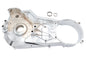 V-TWIN chrome inner primary cover for drive line, featuring a polished, reflective finish on a motorcycle engine component.