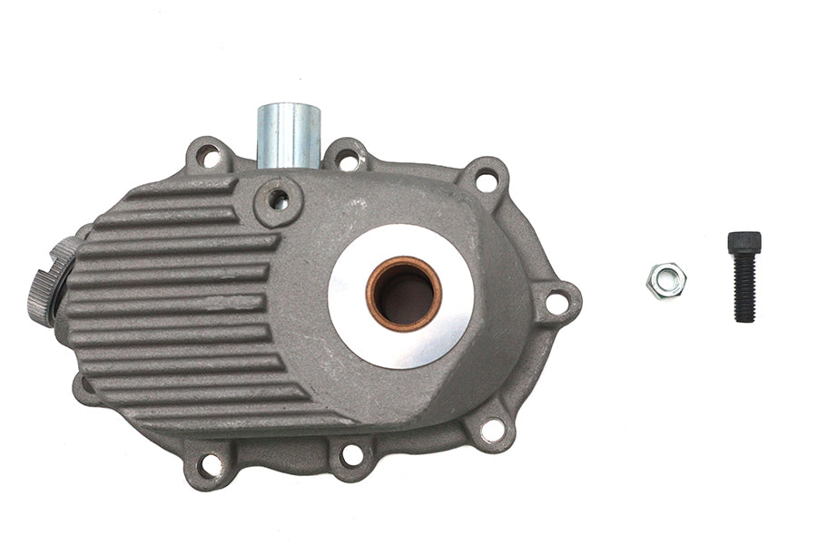 Sifton Kick Starter Cover Finned for transmission, black metal with cooling fins, designed to protect and enhance transmission components.