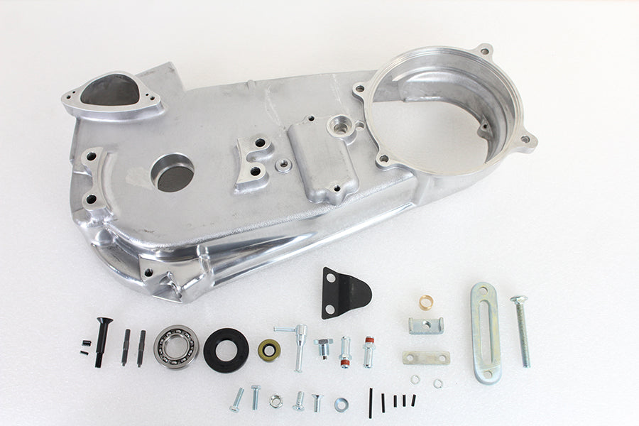 V-TWIN Cast FXE inner primary cover for drive line, metallic finish, detailed surface, fits Harley FXE motorcycle.
