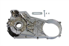 Load image into Gallery viewer, Chrome 3/4 inch offset inner primary cover for drive line by Motorshop, showcasing the shiny, detailed motorcycle part.