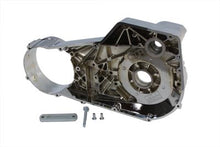 Load image into Gallery viewer, Chrome 1-1/4 inch offset inner primary cover for drive line, branded Motorshop, showing polished metal with mounting details.