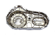 Load image into Gallery viewer, Chrome outer primary cover for motorcycle drive line by Motorshop, showing a shiny, smooth chrome finish with detailed mounting edges.