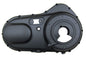 Black Motorshop outer primary cover for drive line, showcasing the durable, sleek motorcycle engine protection component.