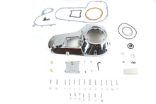 Load image into Gallery viewer, Chrome MOTORSHOP FXR outer primary cover kit for Harley Davidson FXR motorcycles, featuring a sleek drive line design.