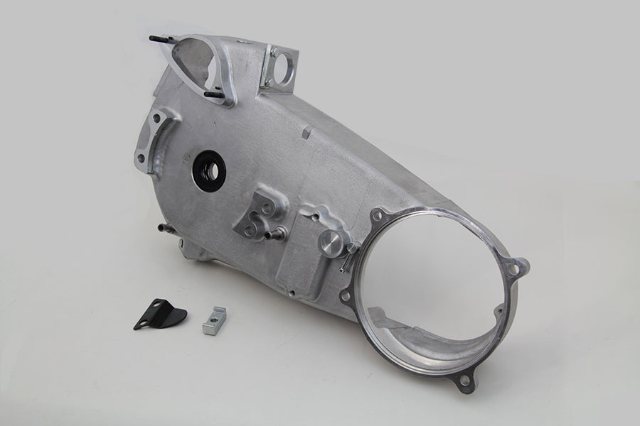 Motorshop Cast FLH Inner Primary Cover for Harley-Davidson drive line, durable metal construction, detailed finish, visible mounting holes.