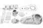V-TWIN chrome engine dress-up kit with polished chrome components for enhancing motorcycle engine appearance.