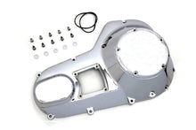 Load image into Gallery viewer, Motorshop Chrome Outer Primary Cover for Drive Line, shiny chrome finish, with mounting hardware visible.