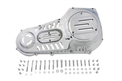 V-TWIN Vented Outer Primary Cover Kit for drive line, featuring a vented design in black finish, compatible with V-Twin motorcycles.