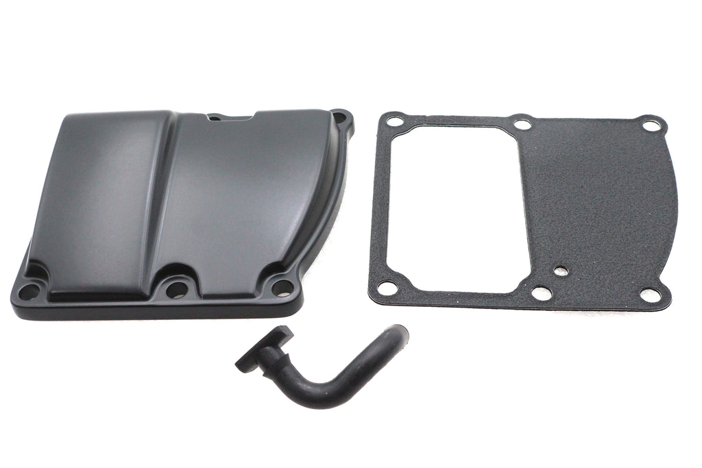 Motorshop M8 transmission top cover kit in black, showing the durable metal construction and sleek finish.