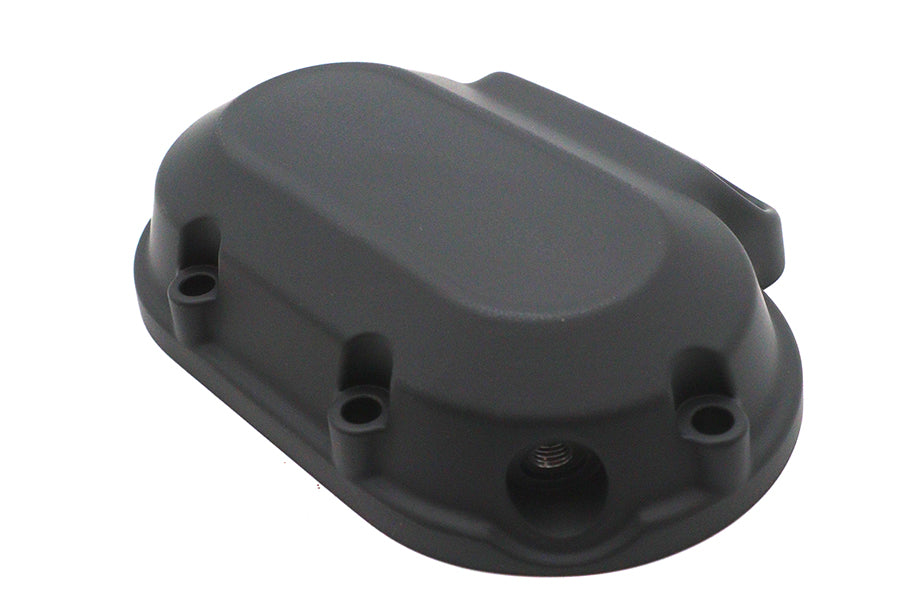 V-Twin transmission side cover for drive line, showing a close-up of the black metal cover with V-Twin branding.
