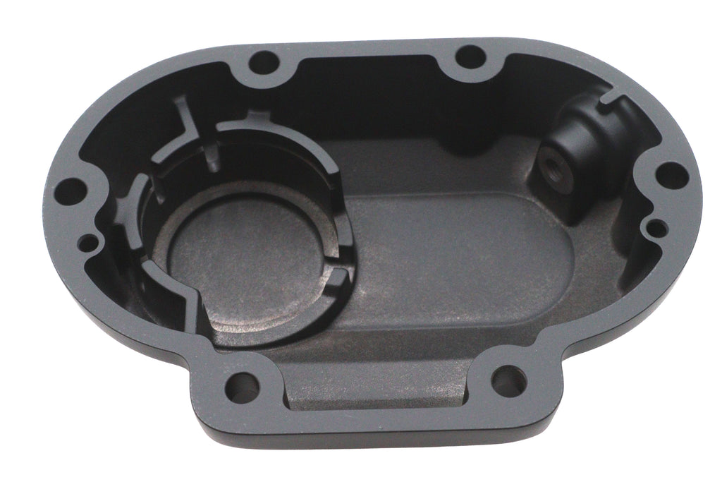 V-Twin transmission side cover for drive line, showcasing the metal cover with mounting holes and V-Twin branding.