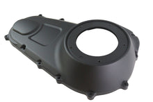 Load image into Gallery viewer, V-Twin black outer primary cover for motorcycle drive line, showing a sleek, durable metal component with mounting holes.
