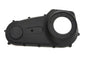 Black MotorShop factory sample outer primary cover for drive line applications, showcasing a sleek black finish.