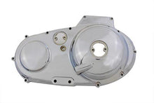 Load image into Gallery viewer, V-Twin chrome outer primary cover for V-Twin drive line, showcasing polished chrome finish and detailed design.