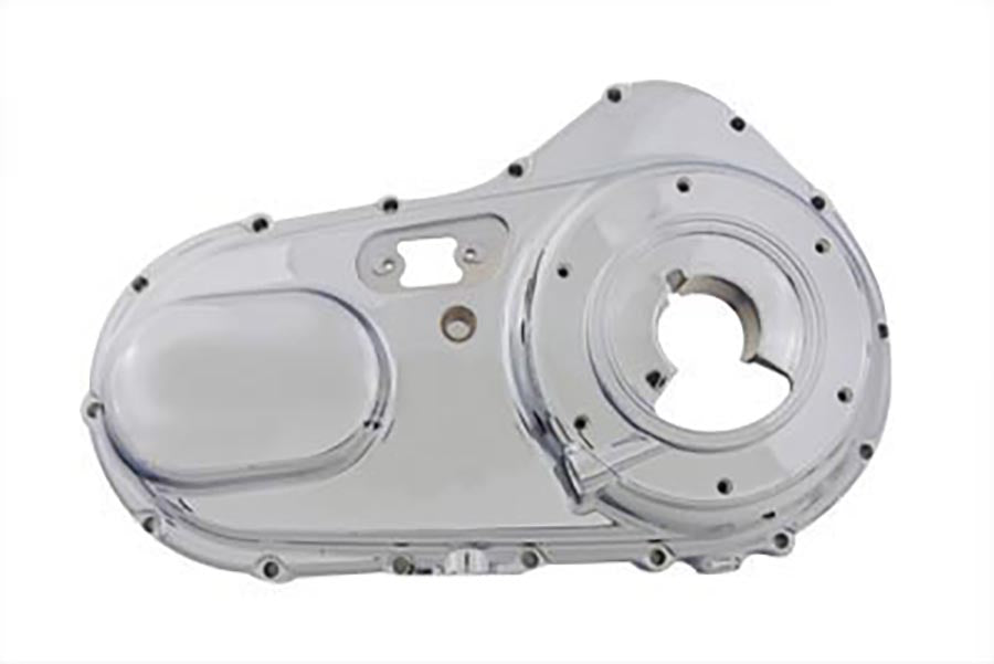 Chrome V-Twin Factory Sample Outer Primary Cover for V-Twin drive line motorcycle, showcasing polished chrome finish.