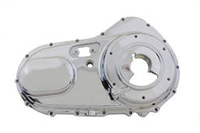 Load image into Gallery viewer, Chrome outer primary cover for motorcycle drive line by Motorshop, showcasing a sleek, factory-style finish with detailed design.