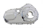 Chrome outer primary cover for motorcycle drive line by Motorshop, showcasing a sleek, factory-style finish with detailed design.