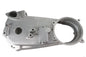 V-Twin Factory Sample Cast FLH Inner Primary Cover for drive line, showing detailed metal finish and mounting features.