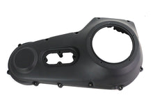 Load image into Gallery viewer, Black MotorShop factory sample outer primary cover for motorcycle drive line, showing smooth black finish and detailed design.