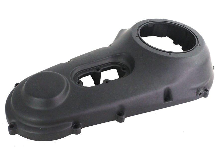 Motorshop factory sample black outer primary cover for drive line, made of durable material, shown in black finish.