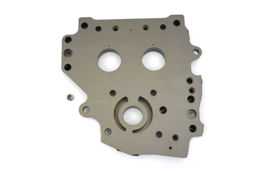 MotorShop engine cam support plate, durable metal component with precise mounting features, designed for engine performance and stability.