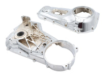 Load image into Gallery viewer, V-Twin Chrome Primary Cover Set for Drive Line, factory sample shown in the image with reflective chrome finish and detailed design.
