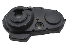 Load image into Gallery viewer, V-Twin Factory Sample Outer Primary Cover in black for V-Twin drive line motorcycle, showing detailed metal finish and mounting holes.