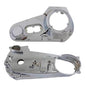 V-Twin Factory Sample FX primary drive line cover set showing chrome finish and detailed design for Harley Davidson motorcycles.