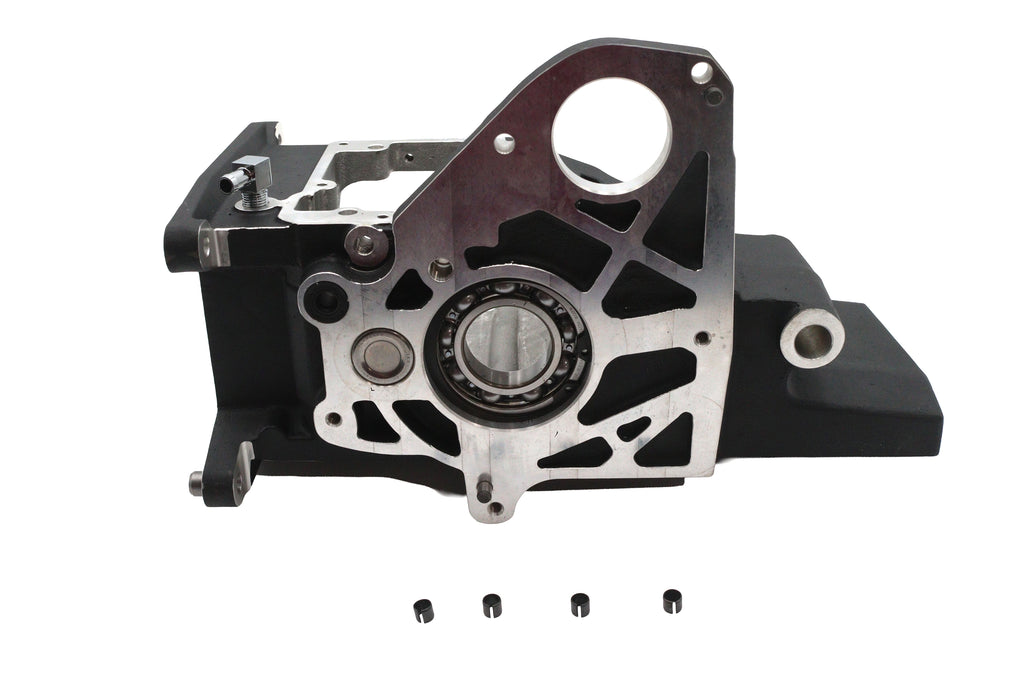 Black Ultima 6-speed transmission case, durable metal housing for Ultima transmission systems.