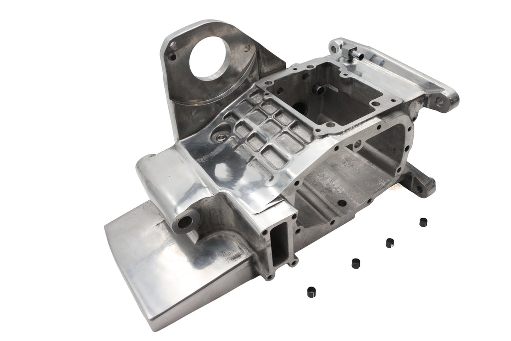 Polished Ultima 6-speed transmission case showcasing a sleek metallic finish for Ultima performance vehicles.