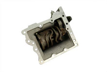 Load image into Gallery viewer, V-TWIN transmission lid assembly for 3-speed transmission, showing the metal cover with bolt holes and brand logo.