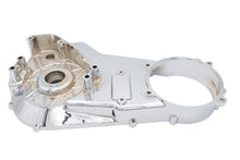 Load image into Gallery viewer, Chromed inner primary cover for motorcycle drive line, designed by Motorshop, featuring a shiny chrome finish and detailed craftsmanship.