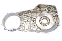 Load image into Gallery viewer, Chrome inner primary cover for motorcycle drive line by Motorshop, showing a shiny, polished chrome finish and detailed mounting edges.