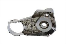 Load image into Gallery viewer, Chrome inner primary cover for drive line by Motorshop, showcasing a sleek, polished motorcycle part with detailed chrome finish.
