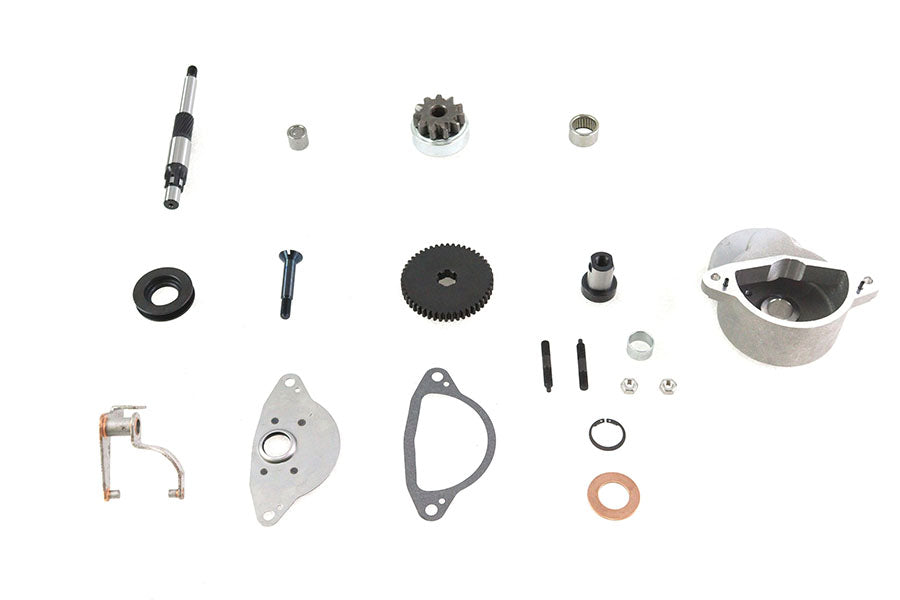 Volt Tech Prestolite starter housing kit for electrical systems, showing the detailed metal housing with mounting points.