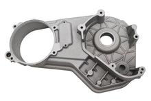 Load image into Gallery viewer, V-TWIN drive line inner primary cover in natural finish, showcasing the detailed chrome-plated motorcycle engine component.