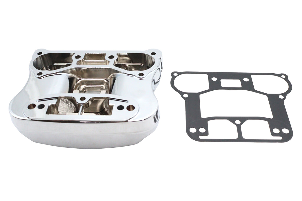 Chrome XL Rocker Box set for Ultima engine, featuring detailed metallic finish and polished engine components.