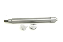 Load image into Gallery viewer, V-TWIN chrome flush mount front axle for motorcycle wheel and tire, shiny and polished metal finish.
