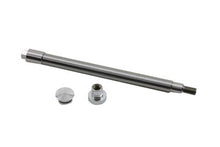 Load image into Gallery viewer, V-TWIN chrome flush mount front axle for motorcycle wheel and tire, showcasing a sleek, polished metal finish.