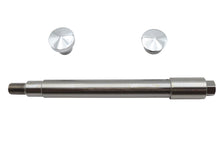 Load image into Gallery viewer, V-TWIN chrome flush mount front axle for wheel and tire, featuring a sleek, polished finish and sturdy construction.