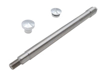 Load image into Gallery viewer, V-TWIN chrome flush mount front axle for motorcycle wheel and tire, featuring a sleek, polished finish and sturdy construction.