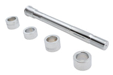 Load image into Gallery viewer, V-TWIN chrome front axle kit for wheel and tire, featuring a polished metal finish, designed for motorcycle front wheel installation.